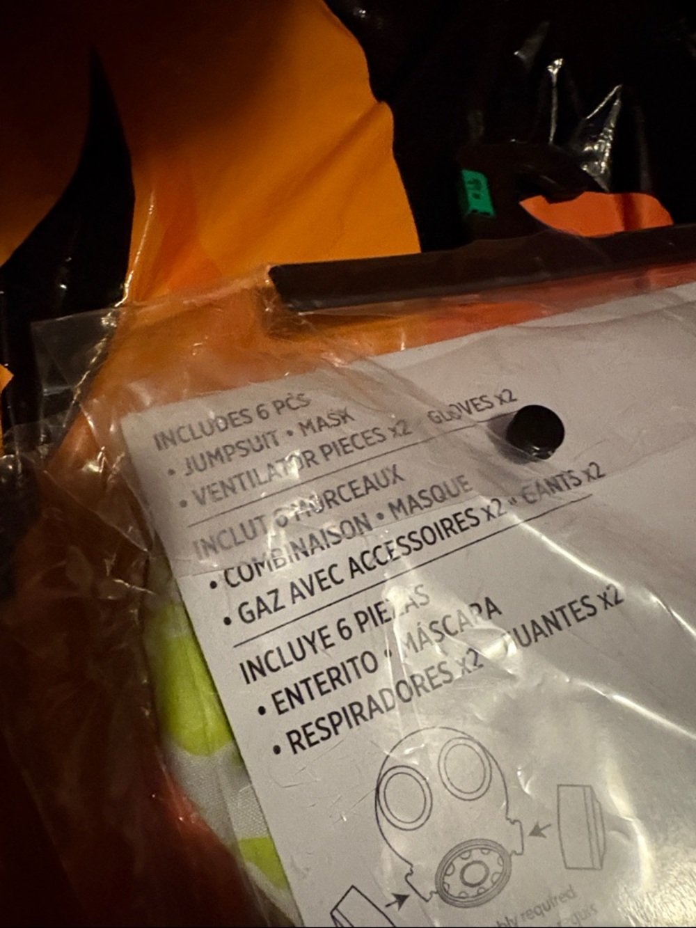 Hazmat Kids Costume - White and Neon Green Glow-In-The-Dark - Picture 5 of 5